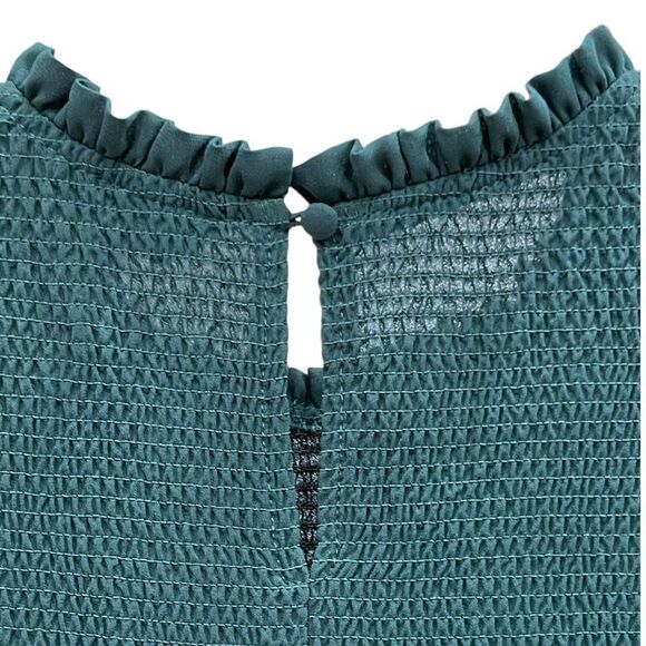 Nanette Women's Green Mock Neck Balloon-Sleeve Smocked Tiered Dress Size 10 NWT - Picture 6 of 11